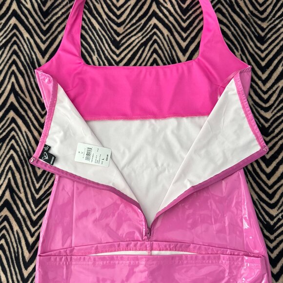 Pink Faux Pink Leather Dress for Bachelorette Party, Dance or Costume Party. - Picture 12 of 13